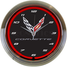 Corvette C8 Next Generation Home Décor Light 15&quot; Neon Clock 8CORV8 - $85.99