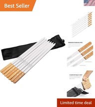 Premium Metal Kebab Skewers with Solid Oak Handles - Even Cooking, Set of 7 - €49,19 EUR