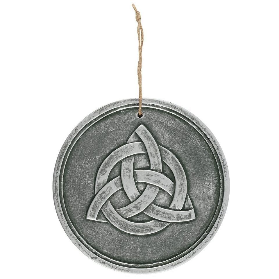 PAGAN/WICCAN-Silver Effect Terracotta Triquetra Plaque- H22.5cm x W22.5c... - $20.84