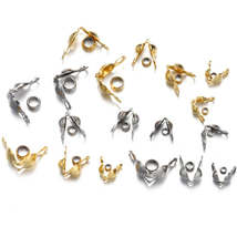 Gold Plated Stainless Steel Connector Clasp Crimp Ends, 50pcs - £3.66 GBP+