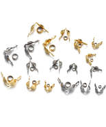 Gold Plated Stainless Steel Connector Clasp Crimp Ends, 50pcs - £3.68 GBP+