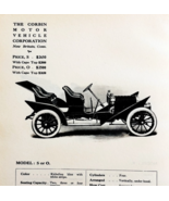 1908 Corbin Motor Model S or O Print Catalog Advertisement Automobilia F14F - $29.99