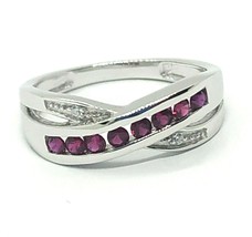 0.45 KT Finto Rosso Rubino 14K Placcato Oro Bianco Infinito By-Pass Promise Ring - £82.33 GBP