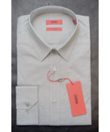 HUGO BOSS Uomo Elisha Extra Slim Fit Due Strato Cotone Camicia 39 15.5 - $88.97 CAD