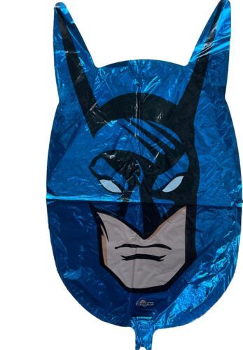 Anagram Vintage 1998 Mylar Batman Head Shaped Balloon 22&quot; DC Comics Blue... - $15.45