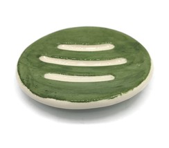 Green Soap Bar Holder Artisan Ceramic Soap Dish Zero Waste Bathroom Accessories - £31.64 GBP