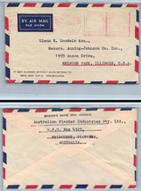 1961 AUSTRALIA Air Mail Cover-Melbourne to Melrose Park, Illinois USA, Meter C24 - $2.96