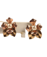 Vintage Sterling and Faux Pearl Earrings Screw Backs Floral Design - €10,66 EUR