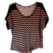 Carol Rose Women&#39;s T-Shirt Brown Black Chevron Short Sleeve Stretch XL - $12.86