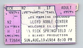 Rick Springfield Concert Ticket Stub August 19 1984 Norman Oklahoma - $34.64