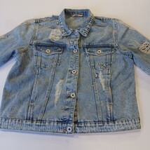 Highway Jeans Women's Blue Cotton Blend Distressed Denim Jacket Pockets Size L image 14