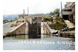 ptc6654 - Yorks - An early view of the Three Rise Locks at Bingley - print 6x4 - £2.20 GBP