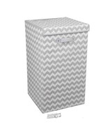 Large Laundry Hamper Grey And White Chevron 14.25&quot;Lx14.25&quot;Dx24.75&quot;H - £17.83 GBP