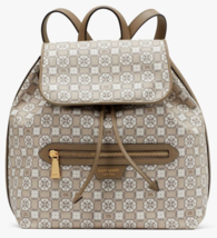 Kate Spade Flower Monogram Mia Flap Backpack NWT Taupe White $348 Retail - $143.53