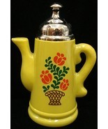 Avon Koffee Klatch Decanter Bottle Yellow Coffee Pot Floral Vintage 1970s Empty - $6.57