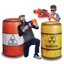 2 Barrels Inflatables, Combat Battlefield Compatible With Nerf, Laser Tag, Water - £34.79 GBP