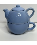Pier 1 Imports Stoneware Blue Stack-able Teapot &amp; Cup OR Creamer &amp; Sugar - $28.75