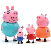 4pc Pink Papa Pig &amp; Family Figures Birthday Cake Topper Play Set 2-1/2&quot; - 4&quot; - £8.68 GBP