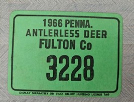 1966 Penna Antlerless Deer 3228 Fulton Co Cardboard Hunting License Penn... - $25.95