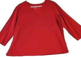 J. Jill Brown Crossover V-Neck 3/4 Sleeve Soft Cotton Blend Tee-Shirt Size 2X  - £14.23 GBP