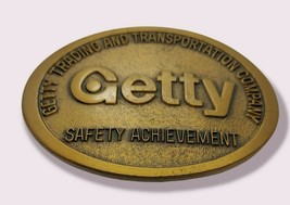 Vintage Belt Buckle Getty Safety Achievement Transportation Oilfield USA... - $23.71