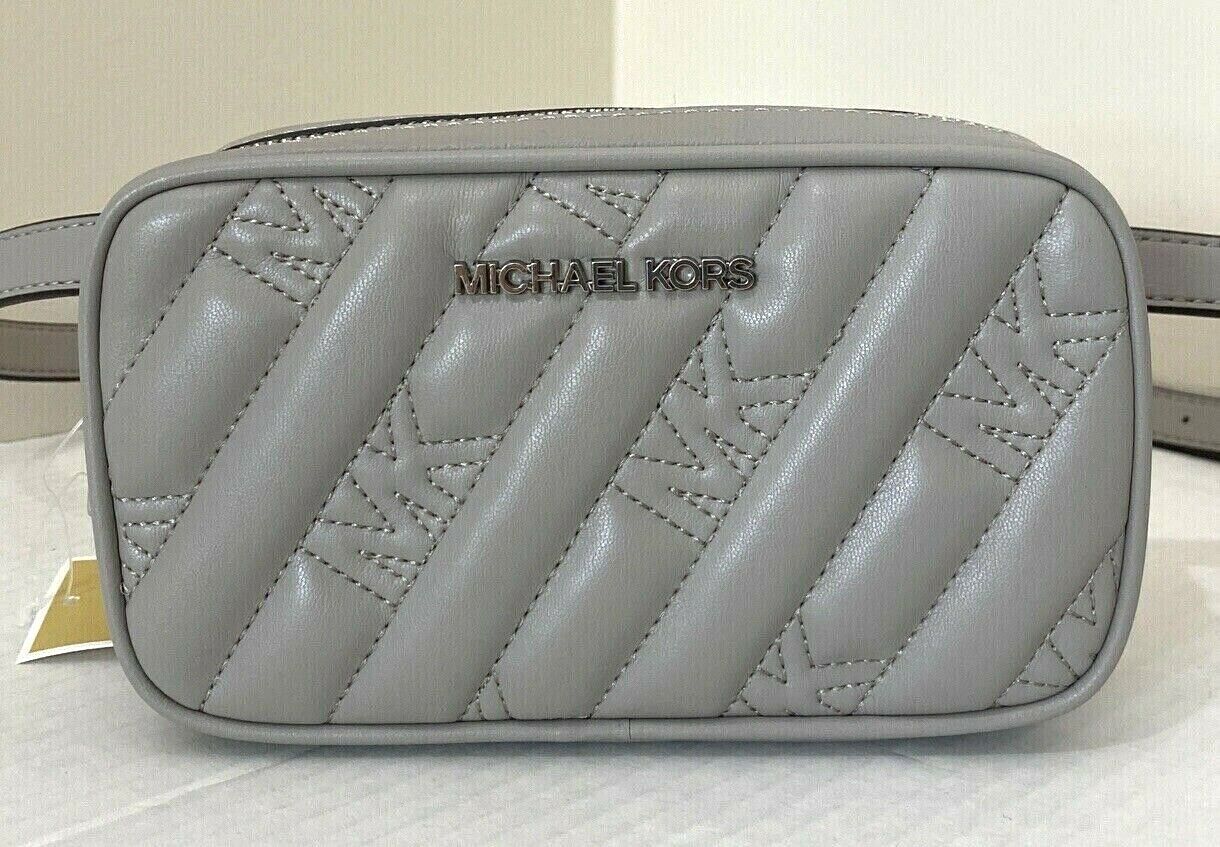 New Michael Kors Rose Belt Bag Quilted Vegan Leather Pearl Grey - $60.36