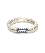 Sterling 18k White Vermeil Bamboo 2 mm Ring w/ Blue Spinel Accents Sz 5.50 - $80.50 CAD