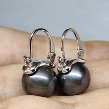 925 aaa 11 12mm australian south sea black pearl drop earrings exceptional special gift thumb200