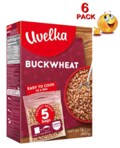 6 PACK x 400gr BUCKWHEAT GRAINS in BOIL BAGS Cereal Natural UVELKA Увелк... - $18.80