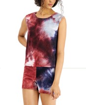 Jenni Womens Printed Tie-Dyed Tank Top &amp; Shorts Sleep Set,Navy/Red,X-Small - £35.34 GBP