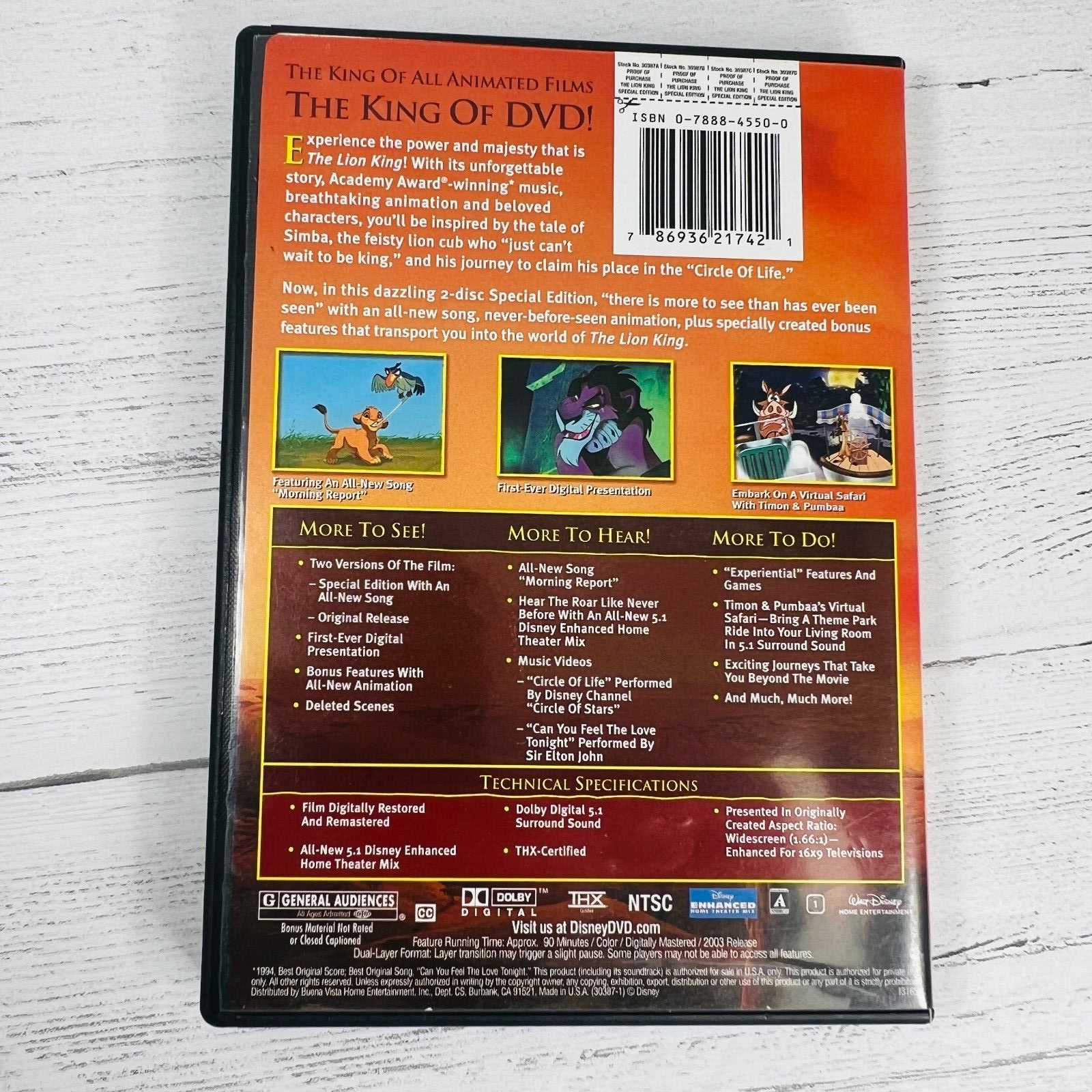 Disney The Lion King 2 Disc Special Platinum Edition DVD Bonus Game All New Song Item image 5