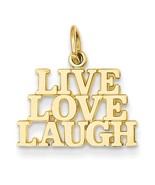 14K Yellow Gold Live Love Laugh Charm Pendant - €181,04 EUR