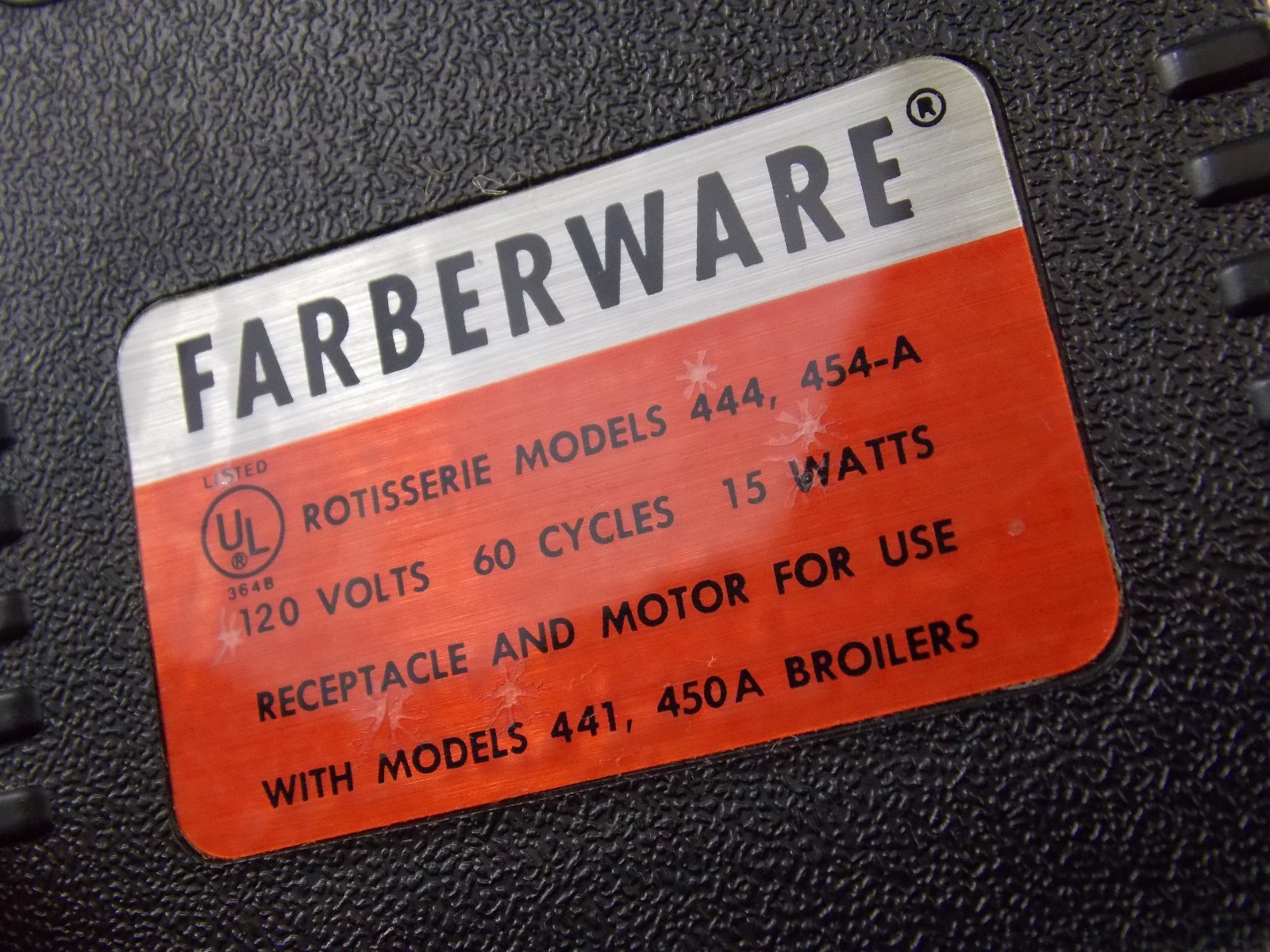 Farberware Rotisserie Motor Replacement Models 444, 454-A, 441 & 450-A Broilers Item image 2