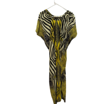 Yellow Zebra Print Kaftan Maxi Dress, Size Large - $18.81