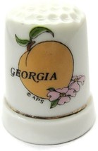 Georgia Peach Vintage Porcelain White Thimble Gold Trimmed Band - £9.37 GBP