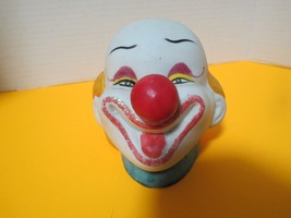 Vtg Ceramic Clown Head Coin Bank Rubber Stopper 4&quot;T - $11.88