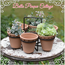 Flower Pot Caddy w/ Terra Cotta Pots - £37.38 GBP