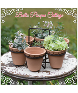 Flower Pot Caddy w/ Terra Cotta Pots - £39.47 GBP