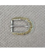 Vintage 1996-- Western Silver Belt BUCKLE --3D Scrolling in Gold Buckle ... - $18.95