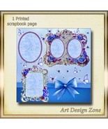 Butterflies set in Beautiful Blues - A Victorian Style Scrapbook Page - €10,35 EUR