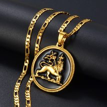 Elvis Presley Maltese Lion Black Concert TCB Gold Plated Pendant Necklace 60 Cm - £15.17 GBP