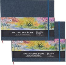 U.S. Art Supply 9&quot; x 12&quot; Watercolor Book 2 Pack 76 Sheets 110 lb 230 GSM... - £40.38 GBP