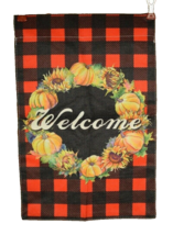 Pumpkins and Sunflowers Welcome Garden Flag Double Sided Burlap 12 x 18 inches - $9.37