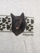 Vintage Hanes Schipperke T-Shirt Large Gray Dog Pawprints NOS - $14.01