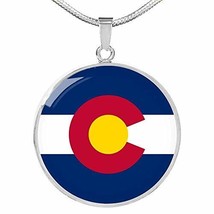 Express Your Love Gifts Colorado State Flag Necklace Stainless Steel or 18k Gold - £42.63 GBP
