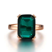 Green Crystal &amp; 18K Rose Gold-Plated Emerald-Cut Ring - £10.38 GBP