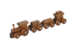 TOY TRAIN - Engine Passenger Log Cars &amp; Caboose Amish Handmade Wood RR Toys USA - £57.54 GBP