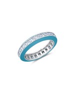 Authentic Crislu Teal Enamel Ring in Platinum, size 8 - $125.90 CAD