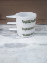 Green Herb Pattern Milk Glass Bowl Trio, Ovenware Small Dish Set with Ha... - $47.52