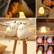 LED Pear Fruit Night Light USB Rechargeable Dimming Touch Silicone Table Lamp Be - £46.63 GBP+